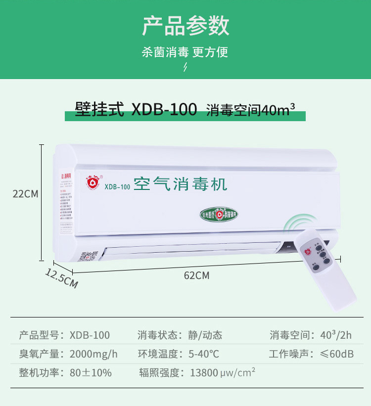 벽걸이 형 UV, 오존 40m ³