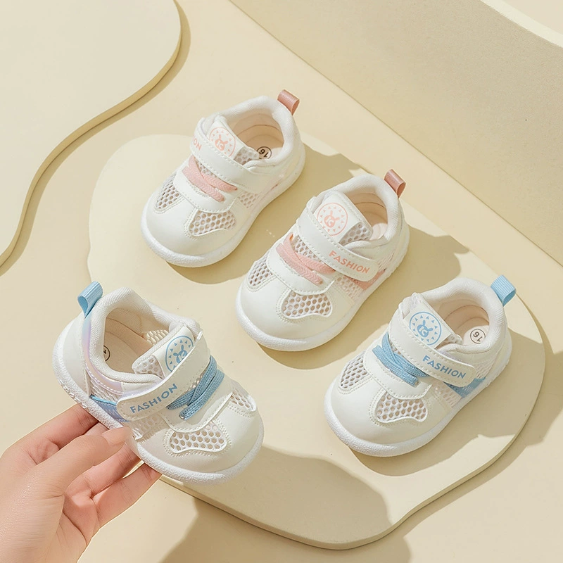 Весной и летом новая дышащая сетчатая обувь для малышей, Женская Нескользящая износостойкая функциональная обувь, Мужская мягкая детская обувь с одной сеткой оптом