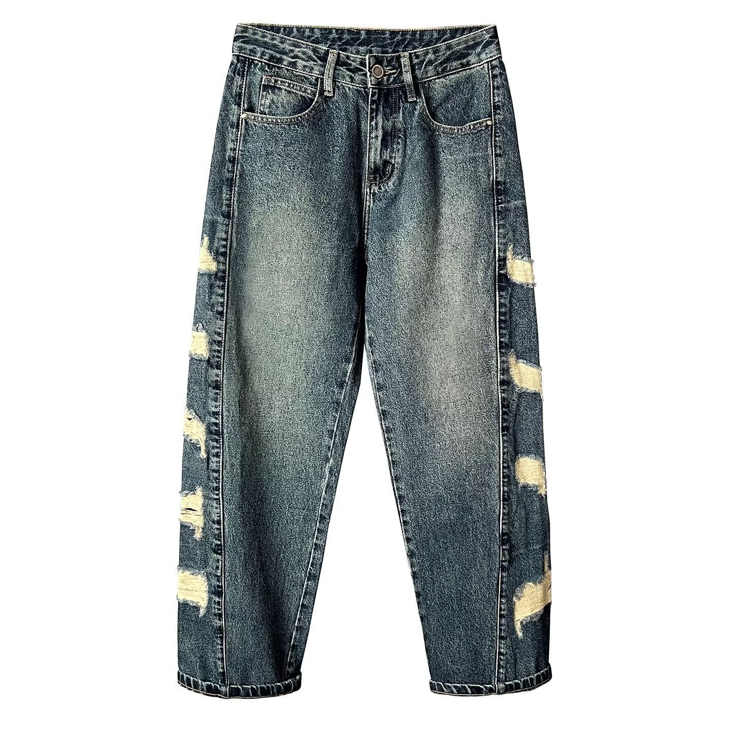 High End Men's Embroidered Straight Leg Jeans Loose Fit Casual Long Pants Trendy Brand Plus Size Autumn/Winter New Style 2025_mkmklike.com