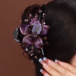 大号新款后脑勺发夹2023手工编织花朵鲨鱼抓夹夹女感包邮