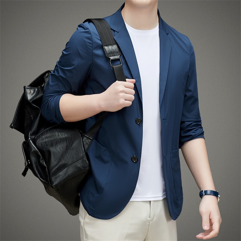 Ice Silk Sun Protection Summer Casual Suit Men's Jacket 2026 Thin Breathable Anti-Wrinkle Lightweight Suit Cross-Border Wholesale Ice Silk Sun Protection Summer Casual Suit Men's Jacket 2026 Thin Breathable Anti-Wrinkle Lightweight Suit Cross-Border Wholesale