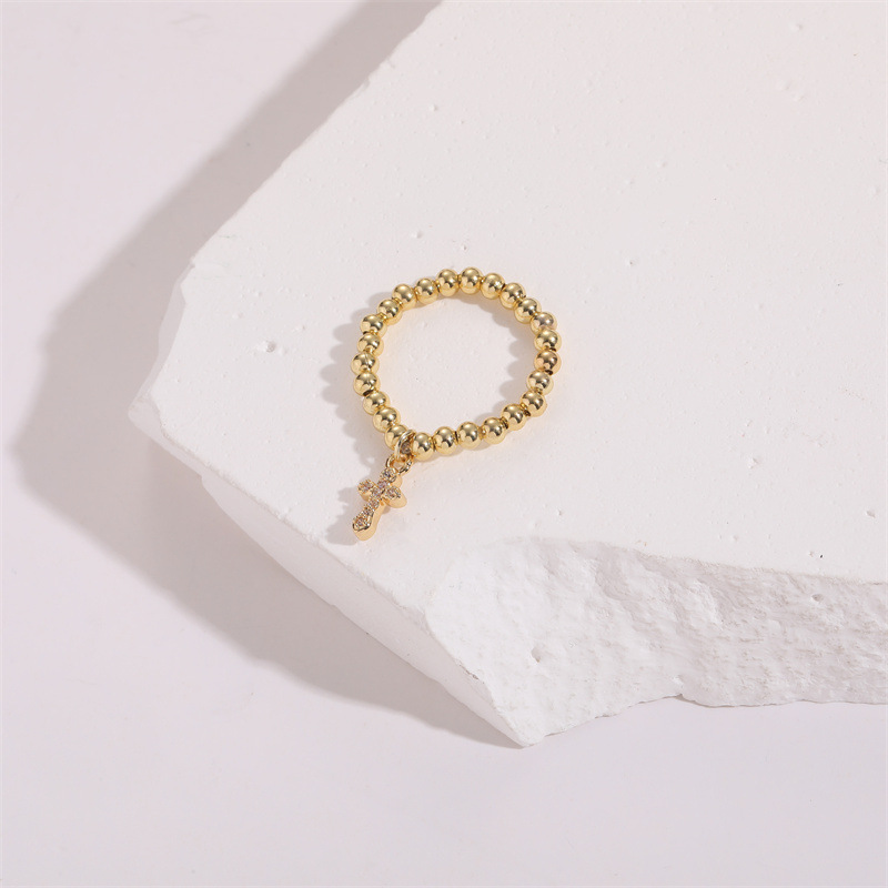 Fashion Cross Copper Plating Inlay Zircon Rings 1 Piece