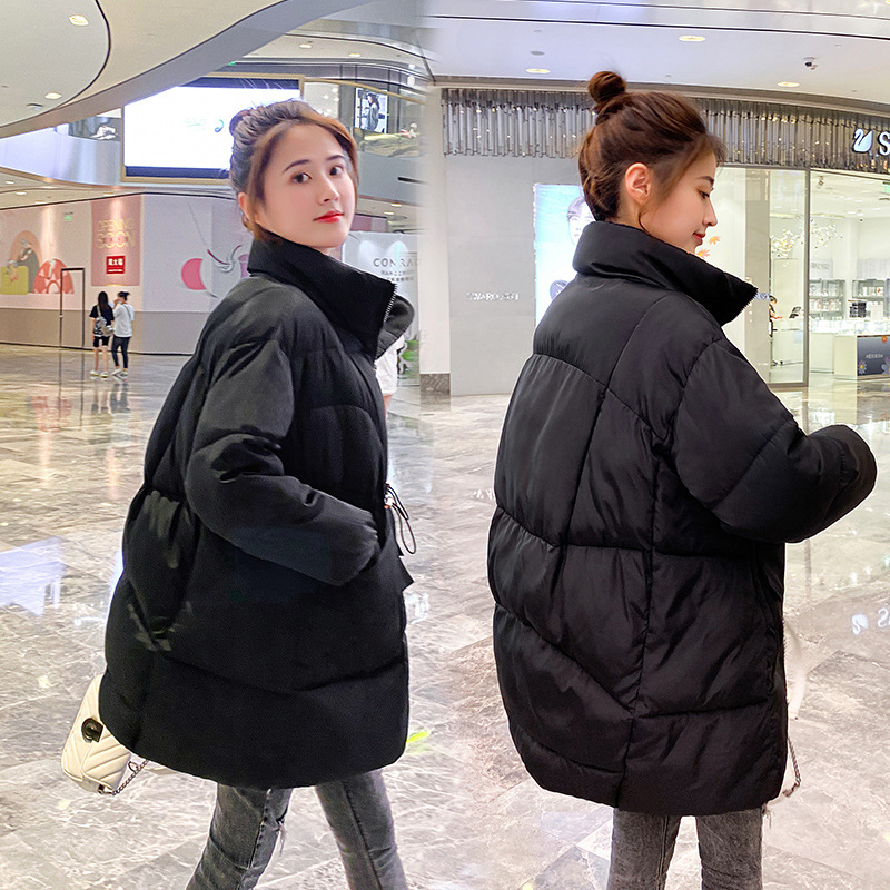 2025 ropa de invierno media larga suelta literatura manga larga ropa de pan caliente ropa de algodón gruesa ropa de algodón de cuello vertical coreano ropa de moda de mujeres