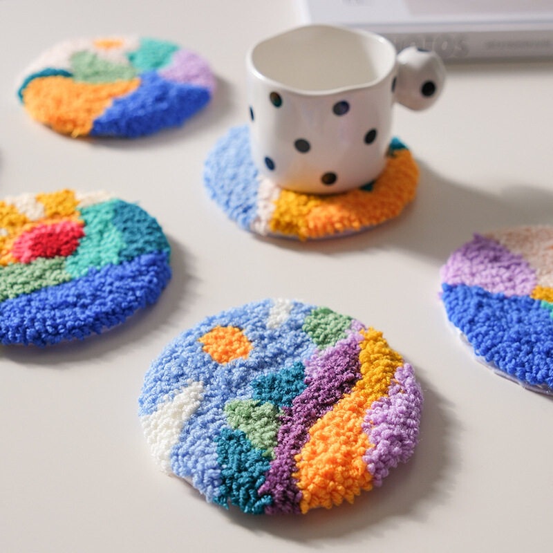 A Set of 6 Landscape-Themed Handmade DIY Embroidery Kits: Coasters, Needlework, Heat Insulation Pads, Yarn Art for Stress Relief A Set of 6 Landscape-Themed Handmade DIY Embroidery Kits: Coasters, Needlework, Heat Insulation Pads, Yarn Art for Stress Relief