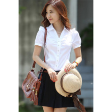 职业装女夏季V领衬衫正短袖衬衫工韩版白领工作服白衬衣一件批发