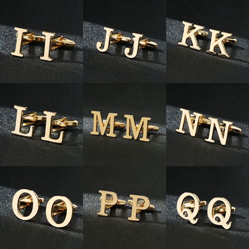 Iron hollow cufflinks factory wholesale men's gold letter sleeve studs shirt suit clothing accessories buttons Cufflink