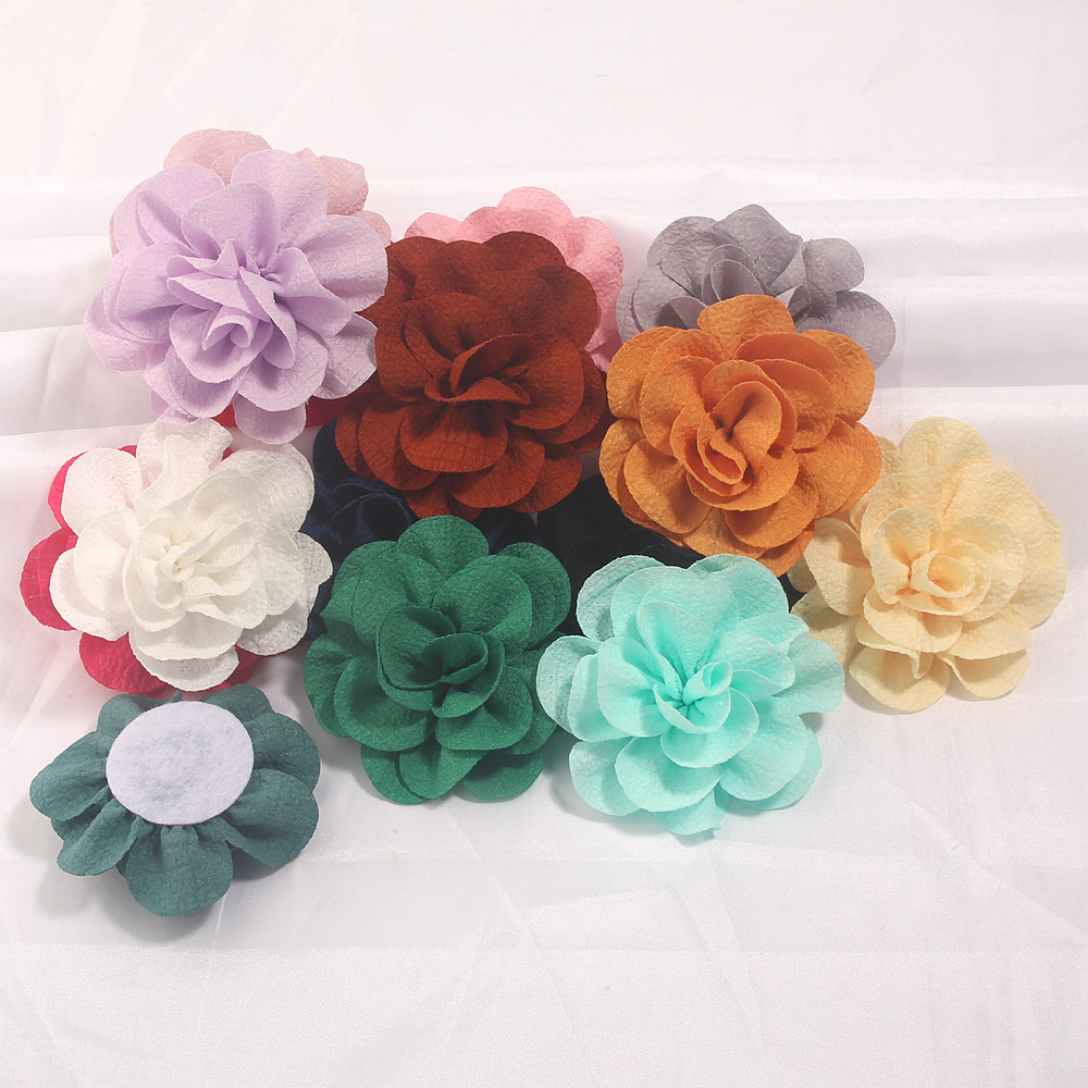 New DIY shoe, hat, clothing, toy decoration accessories fabric flowers 7cm bubble grid fabric rose curls