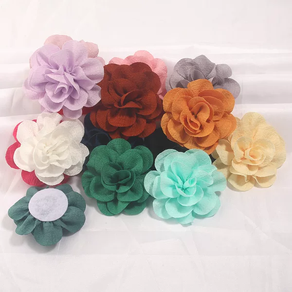 New DIY shoe, hat, clothing, toy decoration accessories fabric flowers 7cm bubble grid fabric rose curls