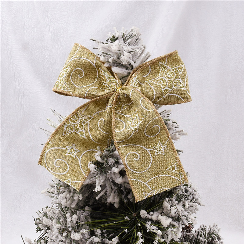 Nuevos productos transfronterizos borde de alambre imitación de tela de lino cinta de Navidad decoración de árbol de Navidad arco material de corte de borde