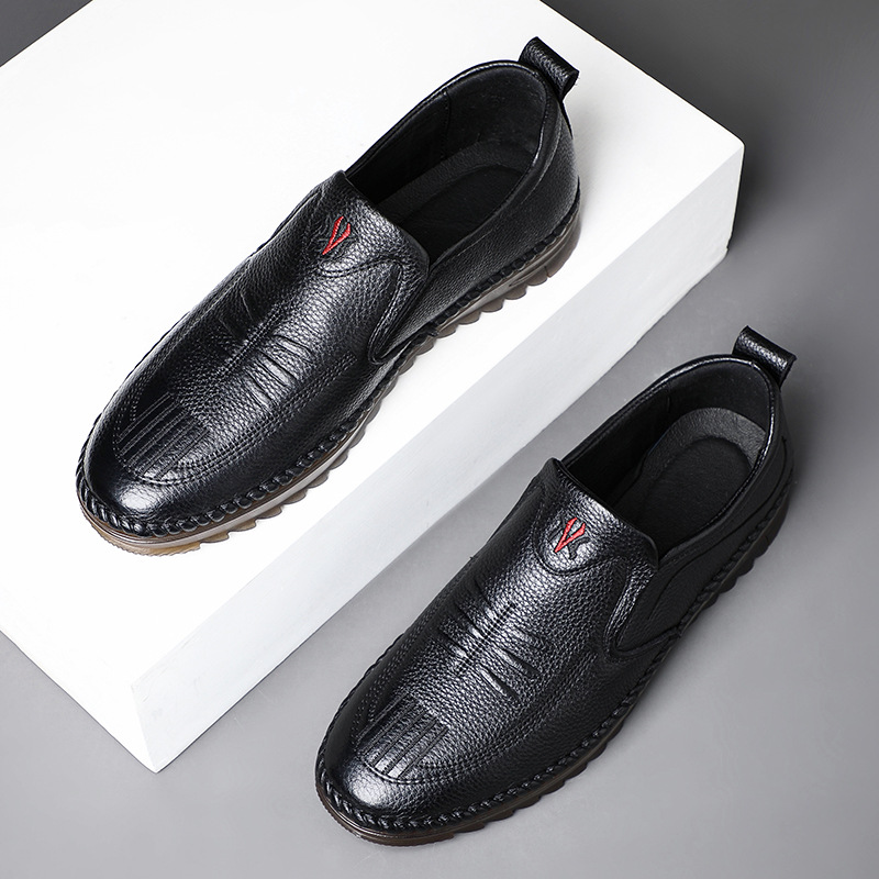 Zapatos casuales de hombre de nuevo estilo para primavera, hechos de cuero vacuno de primera capa, zapatos de cuero genuino, zapatos para papá, zapatos de cuero hechos a mano, zapatos de hombre.