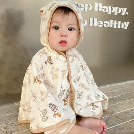 婴儿防晒斗篷夏天薄款女童披肩夏季衣服婴幼儿披风外搭外套空调服