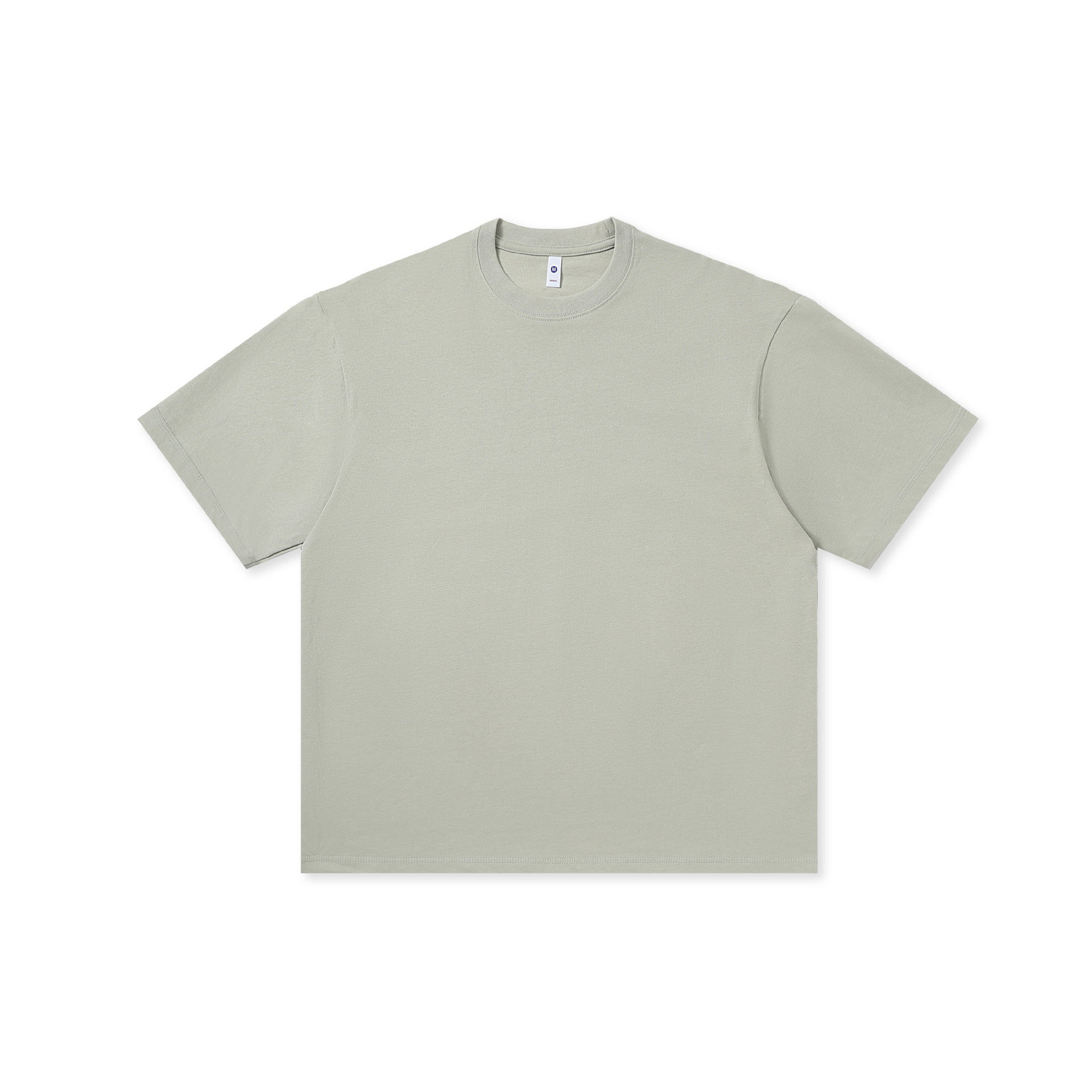 Camiseta básica de 250g para mujer, camiseta de manga corta de algodón puro con hombros caídos para hombre, estilo pareja de color sólido con cuello redondo, holgada e informal.
