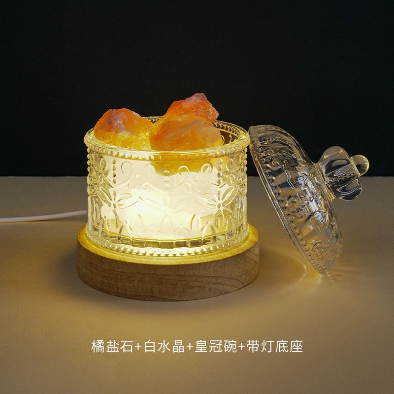 [Embalaje estándar recargable] 100g de piedra de sal naranja + 200g de cristal blanco + base con aceite esencial de regalo
