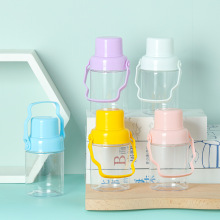 厂家pet卡通四色塑料水壶300ML彩泥水晶泥分装瓶橡皮蜡笔包装瓶