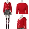 Red jacket, shirt, trousers, necklace, socks, full set