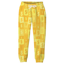 跨境欧美外贸热销3D数码印花卡通金币美元钞票男童装休闲宽长裤卫