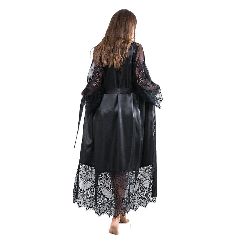 2023 nuevo sexy Albornoz encaje sexy camisón largo encaje manga larga venta al por mayor P6015