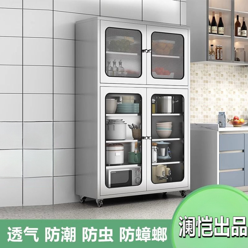 304 Thickeneded Stainless Steel Kitchen Cabinets Home Kitchen Cabinets Mesh Door Sideboard Storage Cabinets Pots Storage Cabinets