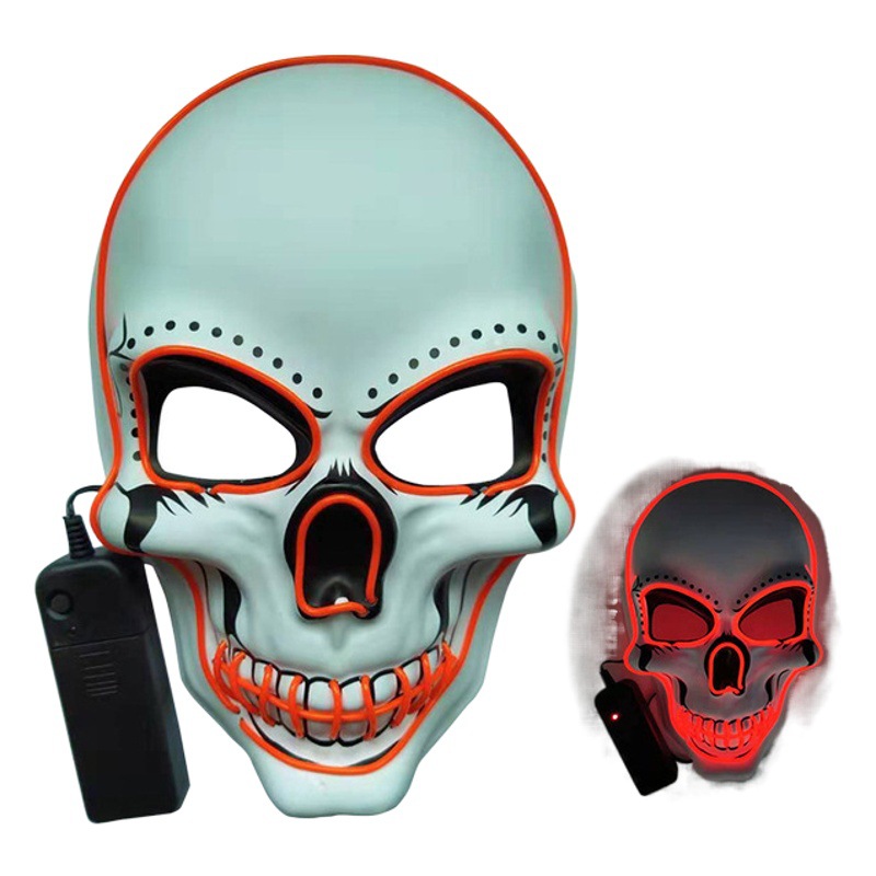 新型PVC製ホワイトゴーストフェイススカルマスクLEDハロウィン発光マスクフェスティバルパーティーELコールドライトマスク
