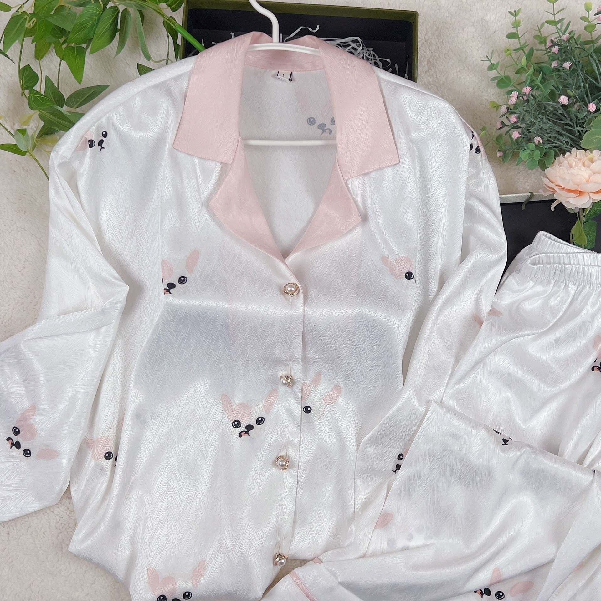 Pijama de verano nuevo hielo pantalones cortos de mangas cortas de dibujos animados KT gato coreano dormitorio de estudiantes ropa delgada set