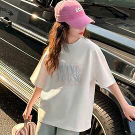 儿童T恤短袖女童夏季中小童字母可爱韩版宽松圆领半袖上衣