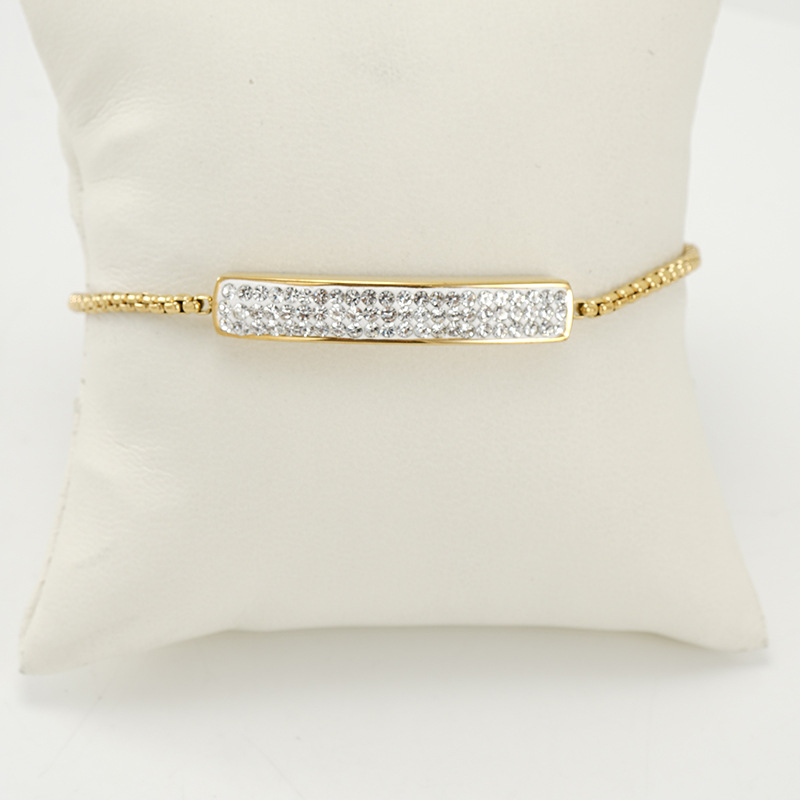Daily Occasion 304 Stainless Steel, Titanium Steel Material Simple Style Rectangle Titanium Steel Bracelets Rhinestone Plating Stainless Steel Bracelets