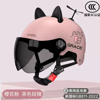 National standard 3C certification electric: Motorcycle Safety Supplies - 3c-pink-biu-short-brown-mirror-cat-ear-bamboo-dragonfly