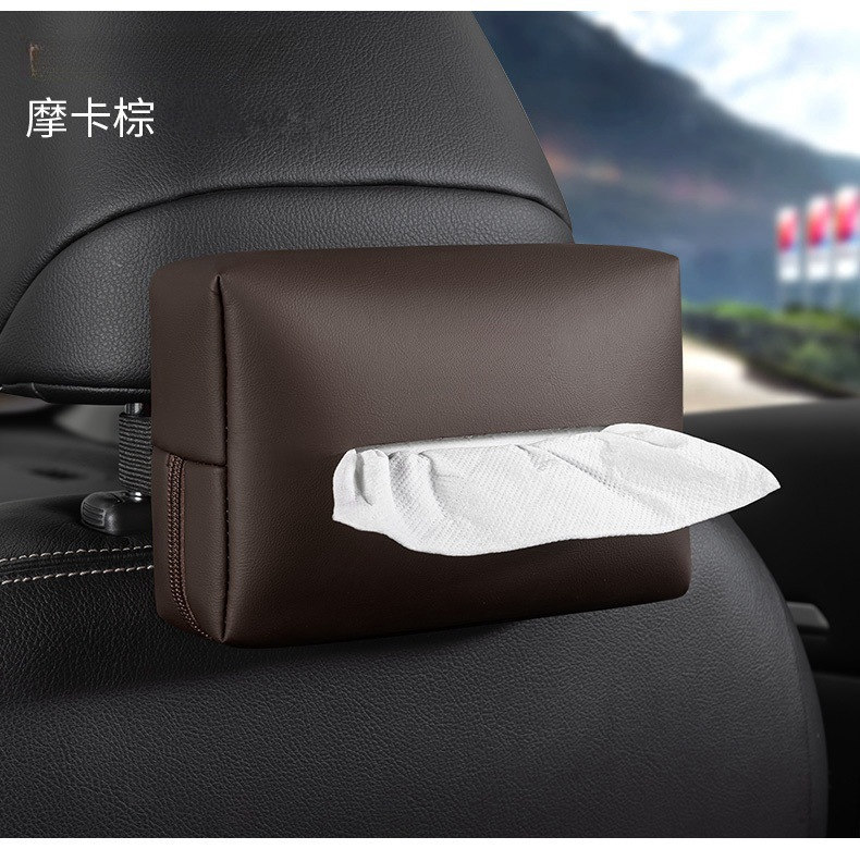 Car Tissue Box Strap-Type Car Tissue Bag Seat Back Armrest Box Car Tissue Box Cover Car Supplies