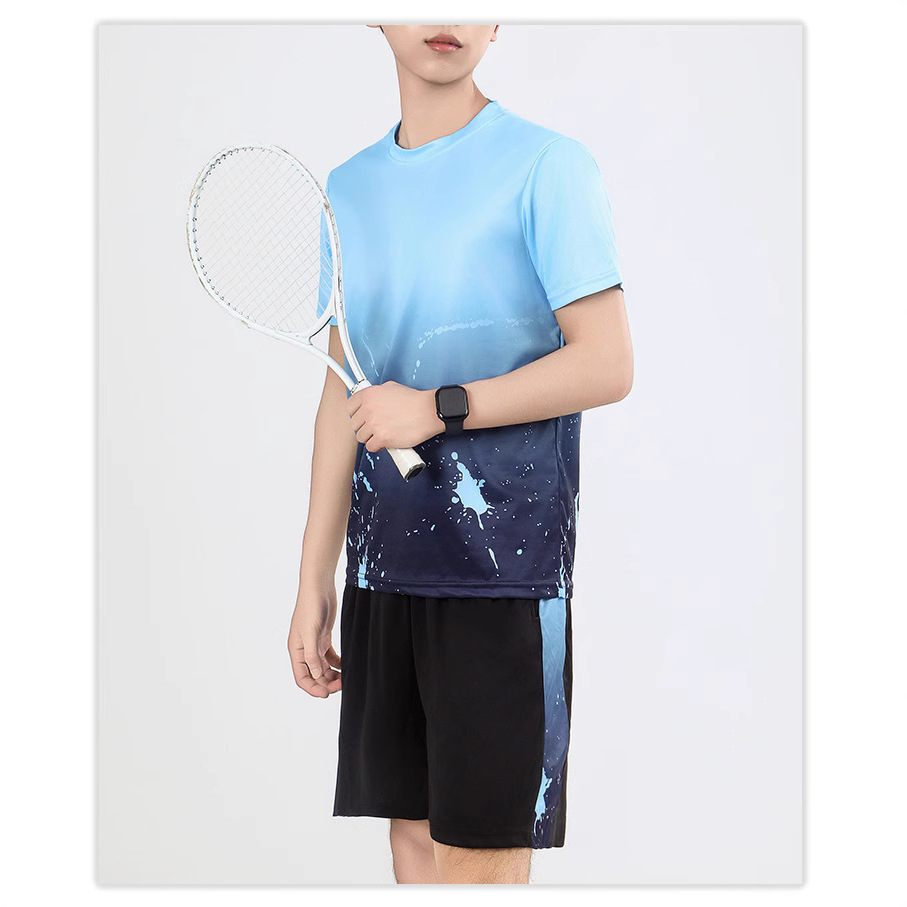 Men's Sports suit Gradient Summer New Outdoor Breathable Loose Quick-drying Running Fitness suit