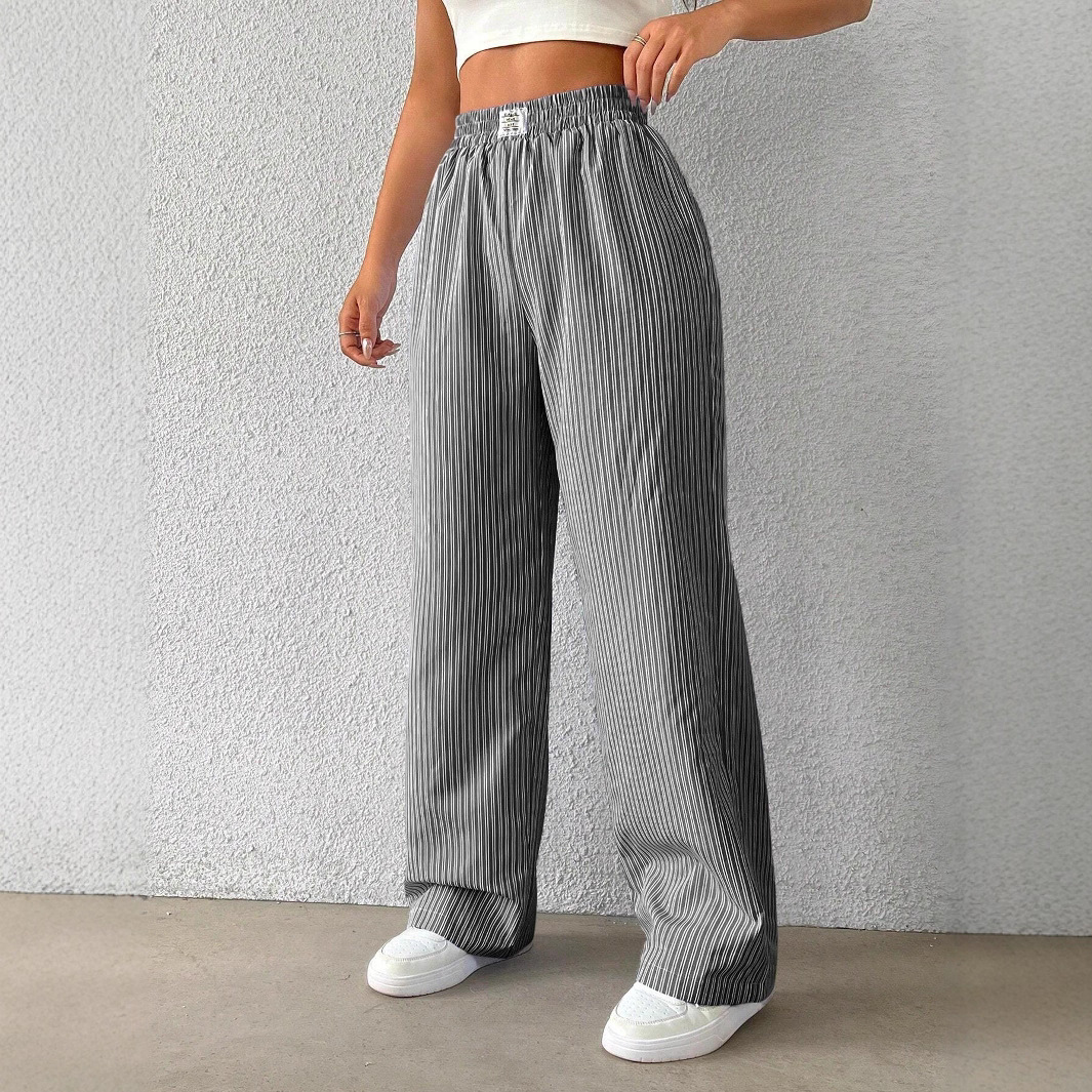 Women's Striped Wide Leg Trousers High Waist Casual Street Fashion Loose Fit American Style 2026 Hot Selling_ecoleips.com
