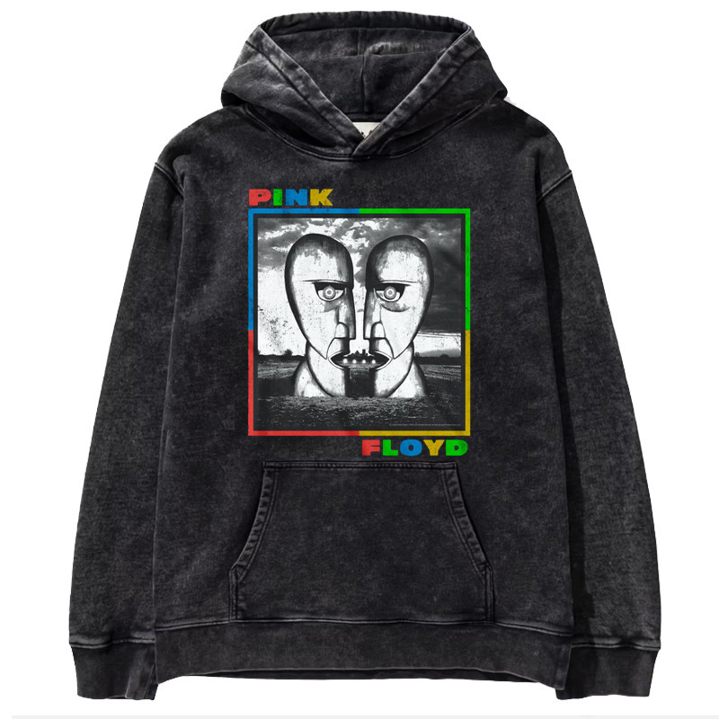Pink Floyd Pink Pink Floyd band rock distressed washed waxed loose hooded sweater
