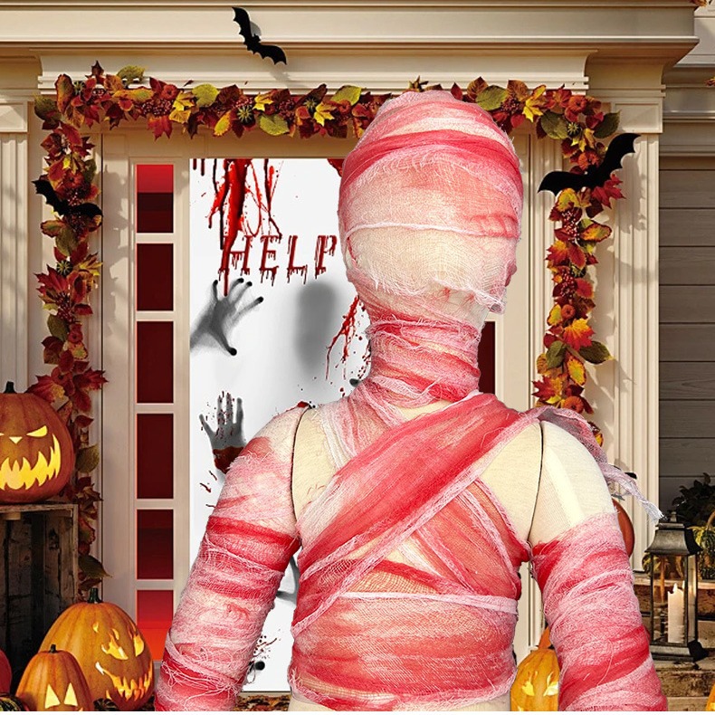 Halloween gaza de sangre, espantallas, fiesta de fantasmas, decoración de terror, accesorios personalizados, teñidos de sangre
