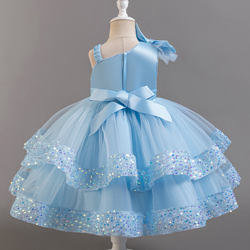 Children's ruffled dress skirt for girls, sequin cake princess dress, tulle baby party dress, summer