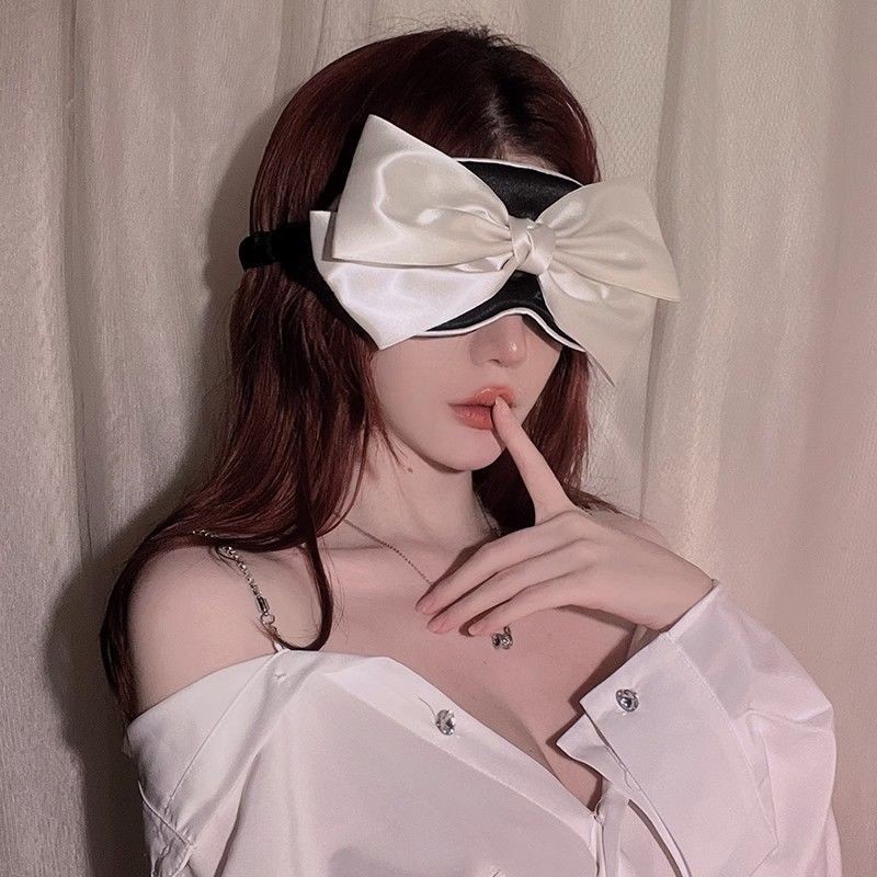 Soft Bow Blindfold Eye Mask for Women, Comfortable Sun-Shading Sleep Mask, Dark Green — detail image 5