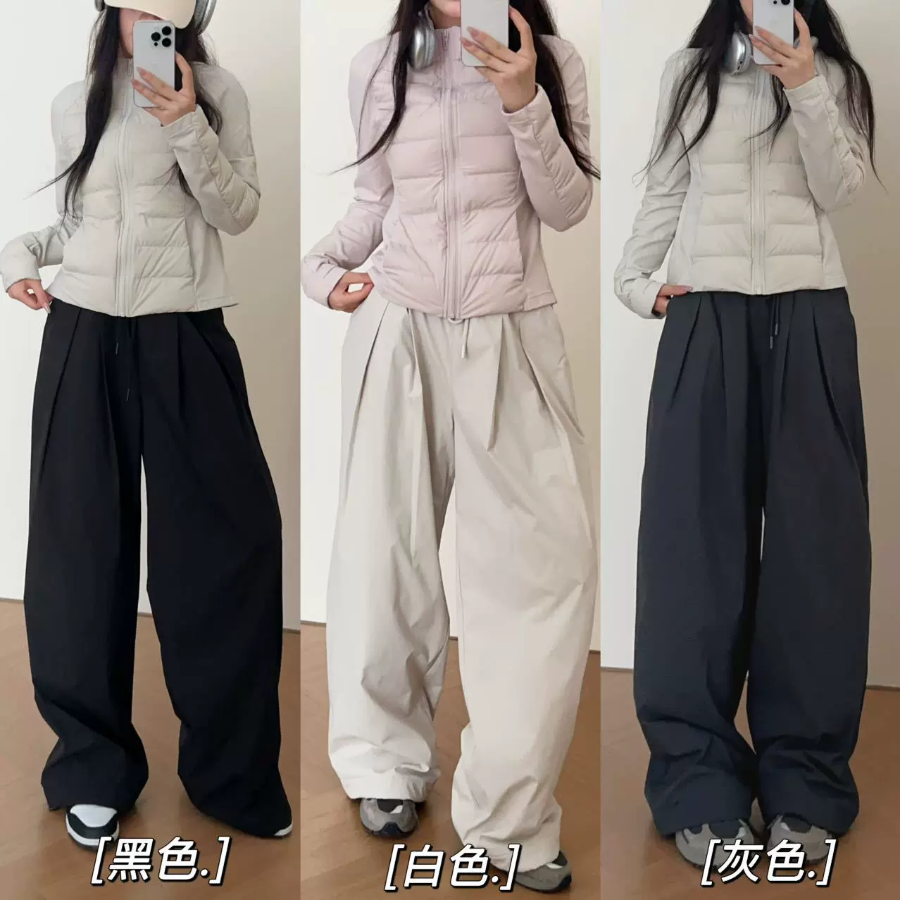 加厚加厚冲锋阔腿裤女2025冬季速干工装休闲裤防泼水宽松山本裤