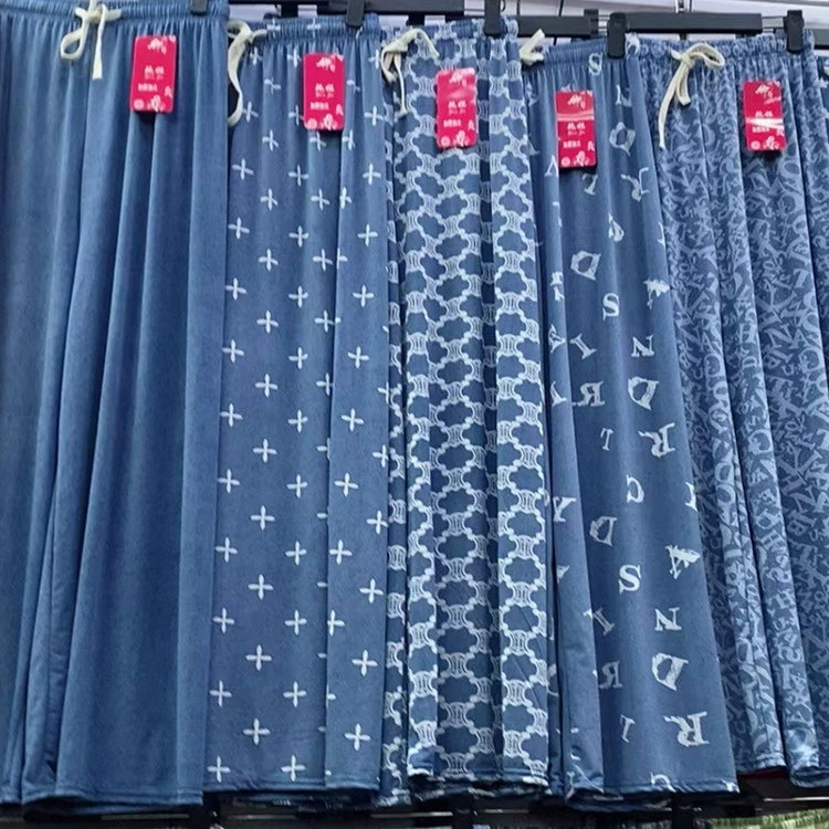 Летние хиты продаж, джинсовые широкие брюки из ледяного шелка, прямые брюки с высокой талией, большие размеры, утягивающие широкие брюки, свободные повседневные женские брюки оптом