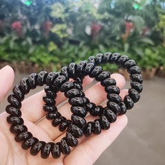 大號黑色電話線發圈 頭繩簡約扎頭橡皮筋發繩 2元店地攤貨源批發