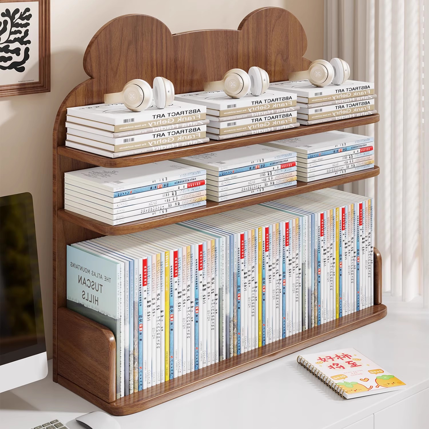 Subject Classification Storage Rack Student Desktop Bookshelf Study Layered Book Display Rack Desktop Storage Book Stand Bookshelf