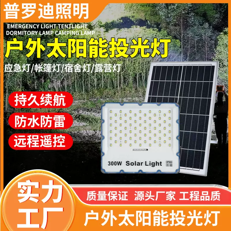 led太阳能投光灯户外家用庭院灯LED防水过道路灯厂家直销跨境