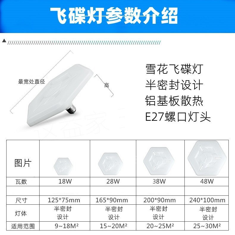 Wenxin Super brillante LED UFO lámpara hogar E27 tornillo 18W28W38W 48W de alta potencia no estroboscopio lámpara de ahorro de energía