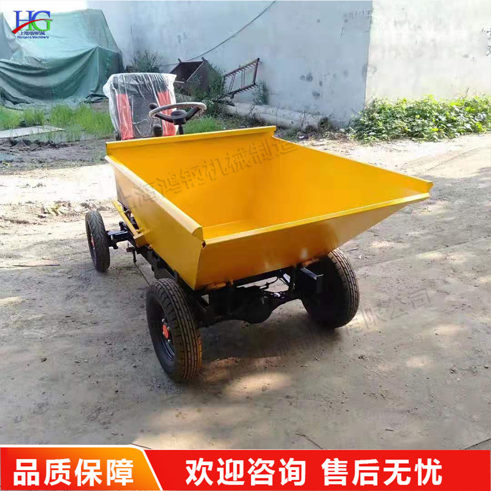 土方混凝土运输四轮车 电动前翻拉灰装卸工具车 砂浆运输小推车