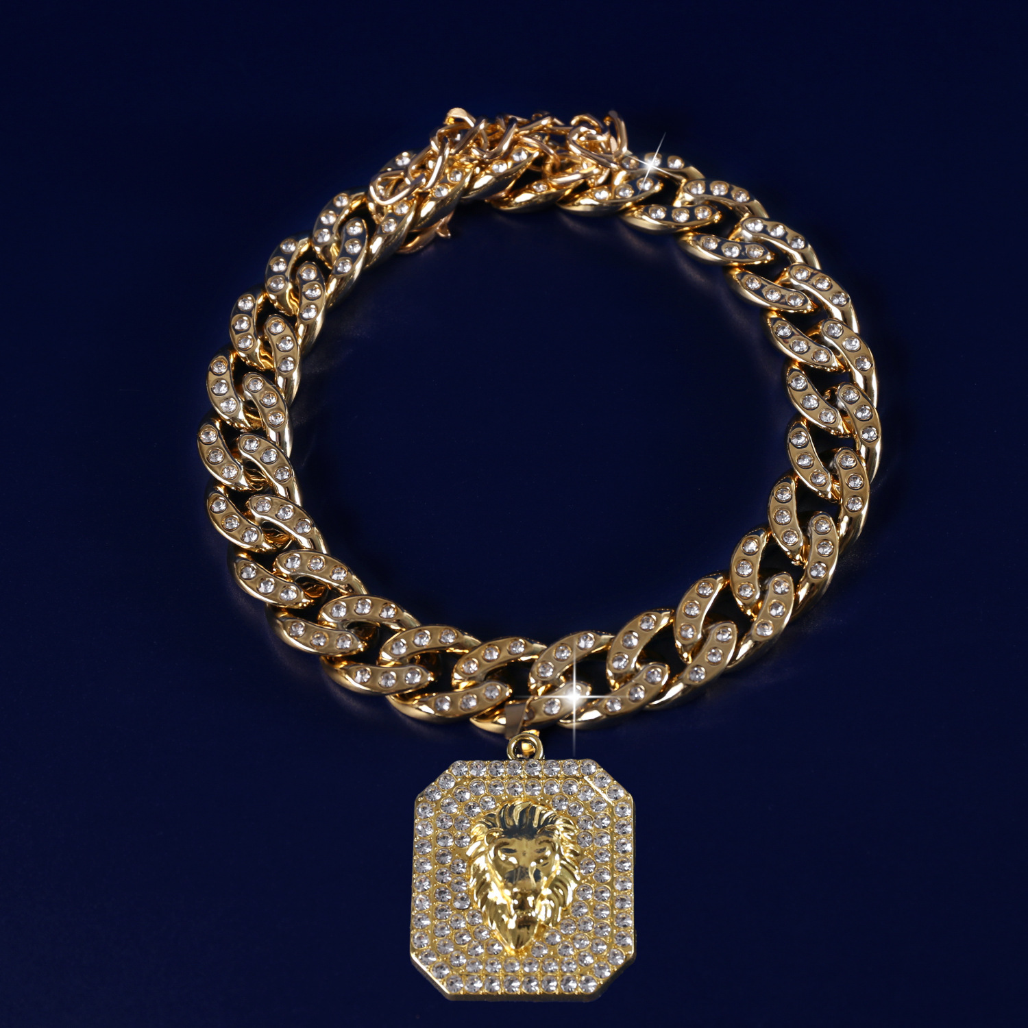 Comercio exterior mascotas collar de diamantes cubano ajustable dólar corona KING collar de lucha hip-hop gato perro