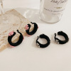 the republic of korea winter new pattern Flocking cross Earrings A small minority Sense of design senior Light extravagance Round face Show thin Hoop Backing