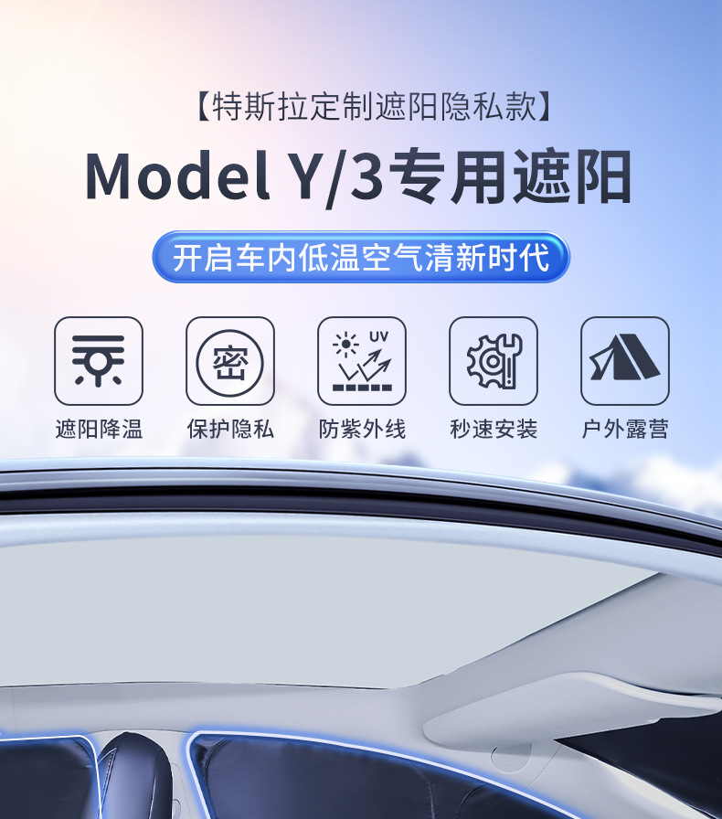 For Tesla model3Y Rejuvenation New Edition Privacy Secret Sunshade Window Full Shading Sun Visor Sun Protection Peeping