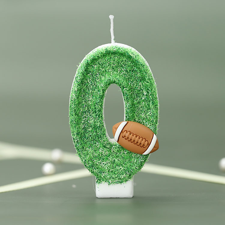 Vela de cumpleaños digital niño rugby pastel vela verde fresco deportes serie Vela productos transfronterizos