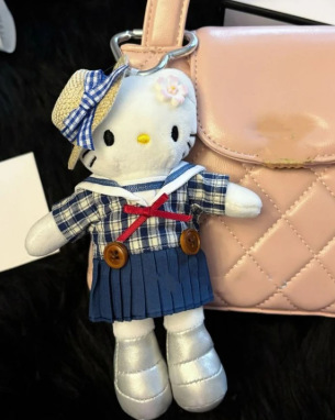ins长腿甜美碎花裙子装毛绒猫包包挂件车挂毛绒挂件送姐妹礼物|undefined