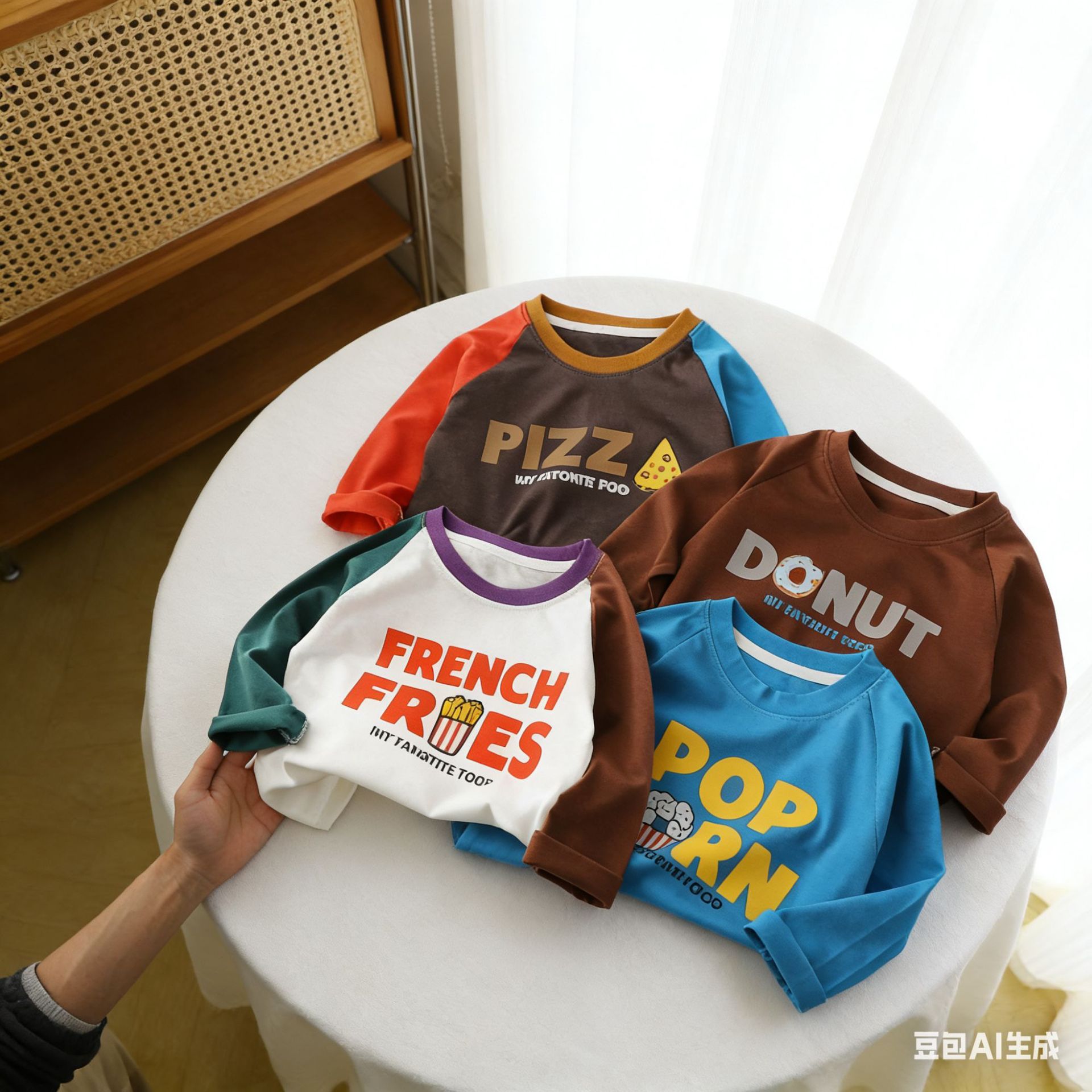 儿童长袖T恤2025春秋新款男女童韩版卡通字母拼色插肩袖打底衫潮