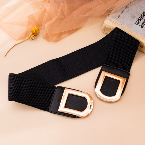 Fashionable women's elastic waistband, Korean style, matching dress, shirt, sweater, decorative wide girdle belt