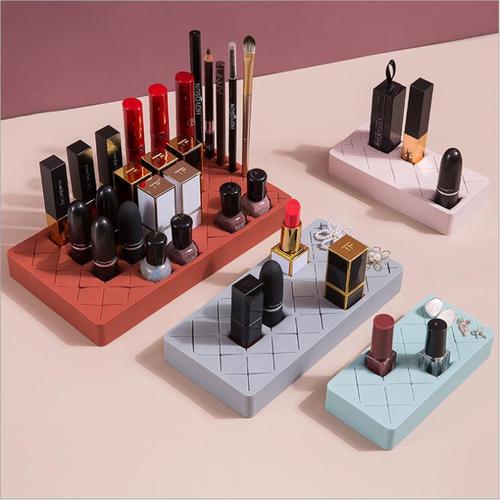 Desktop cosmetic storage box, eyebrow pencil and lip gloss multi-grid creative organization box, silicone lipstick storage rack