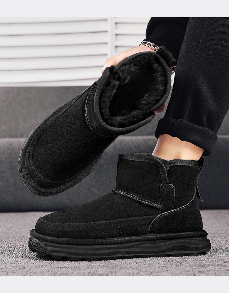 Giày bốt cổ cao nam mùa đông lót lông giữ ấm, giày da lộn chống trượt chống thấm — K55 kaki, K55 màu đen, K55 xanh chi tiết 10